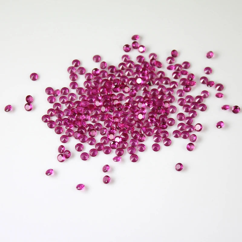 Starsgem Ruby Loose Gemstone Dark Rose Red Corundum 5# Round Cut Ruby Ring Stone
