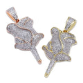 Exquisite Jewelry Gold Silver Rose Gold Micro Inlay Powder Zirconium Ice Hip Hop Cream Rose Pendant Valentine's Gift Necklace