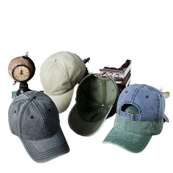 Unisex 100% Cotton Baseball Cap Washed Unstructured Low Profile Hat with Vintage Style Blank Design
