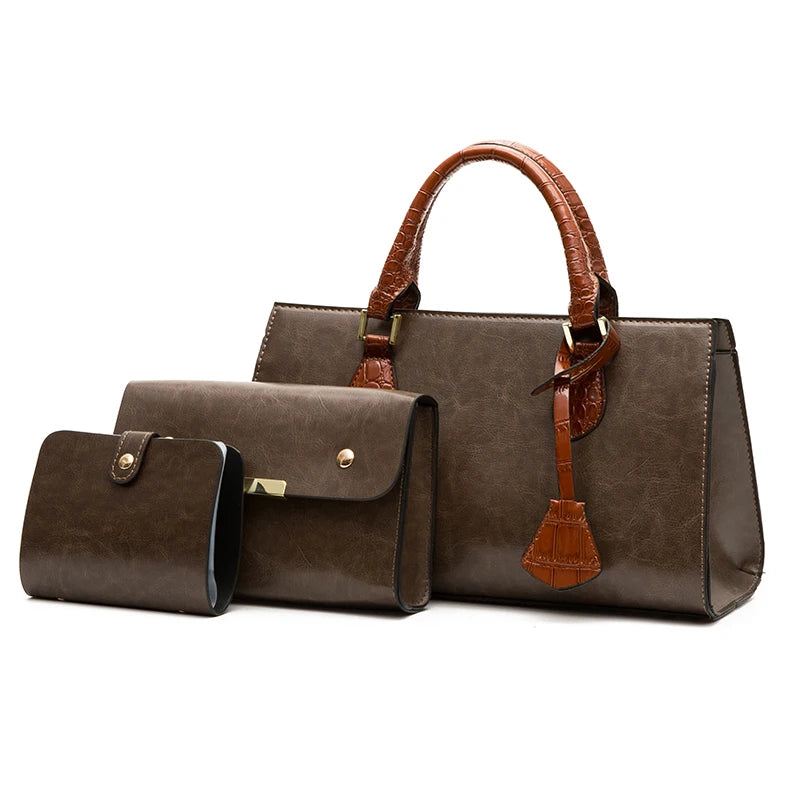 Trend Fashion Women's Bags New Handbag Texture Three-piece Set Shoulder  Messenger Bag Handbags Low Price Womens Handbag
