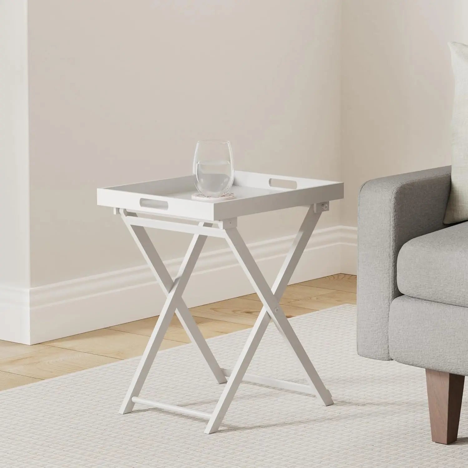 Handmade Modern Chic Clear Acrylic Folding Tray Table Elegant Accent Desk Stainless Steel Food Serving for Kitchen Bar