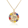 Gift for Her Chunky Enamel Pave Zircon Gold Plated Evil Eye Pendant Protection Necklace