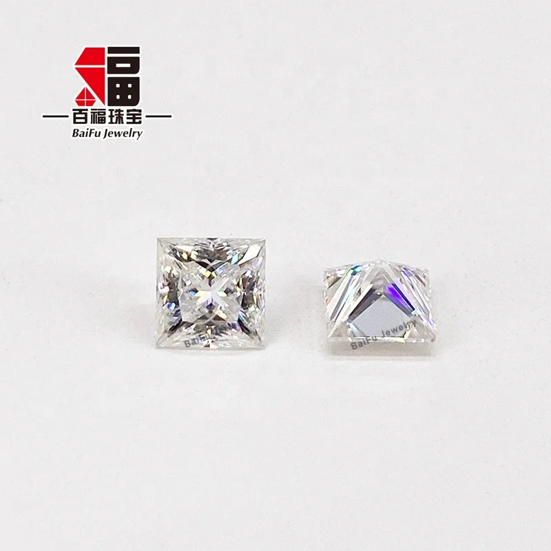 Baifu Jewelry White Clear DEF VVS Princess Cut Square Moissanites