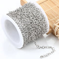 Stainless Steel Chain for Women Men Round Special Waterproof Non Allergic Link Rope Chains for Necklace Jewelry Making