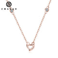 2mm D Moissanite Bezel Necklace 925 Sterling Silver Chain Rose Gold Color Heart Pendant Necklaces for Women
