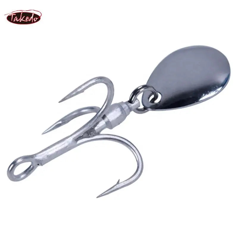 TAKEDO LS07 High Carbon Steel 4# 6# 8# Treble Hook With Spinner Sequins Black Nickle Strong Barbed Fishing Hooks for Saltwater