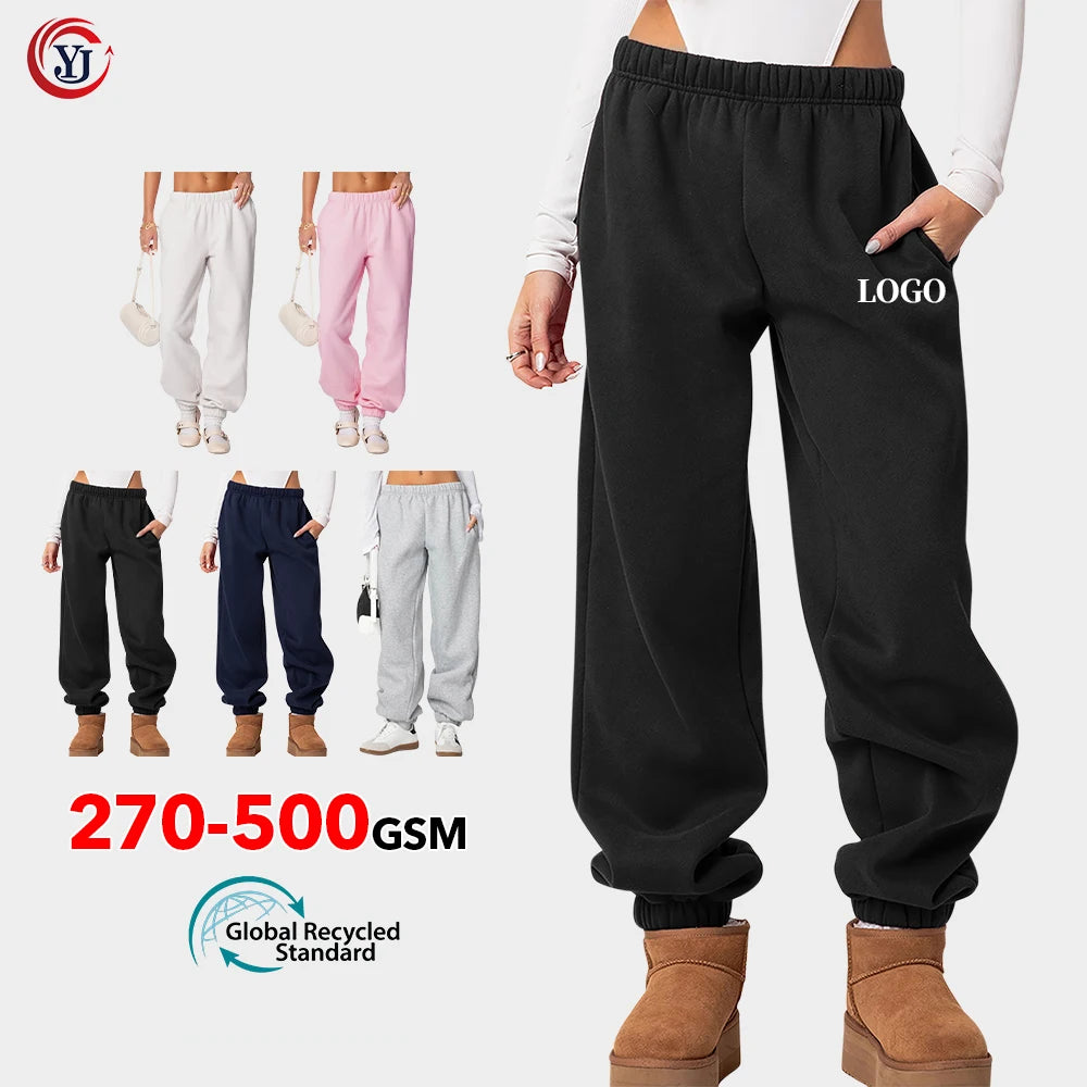 New Arrivals High Waisted Winter Wide Leg Sporty Sweatpants for Women Fleece Lined Flat Front Eco-Friendly Breathable