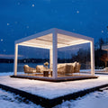Customizable Motorized Aluminum LED Bioclimatic Eco-Friendly Pergola Durable Roof Drape Windproof Waterproof Function Powder