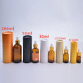 Custom Printing logo 10ml to 100ml Cylinder Tubes Round Gift Dropper Essential Oil Glass Bottle Packaging Paper Box