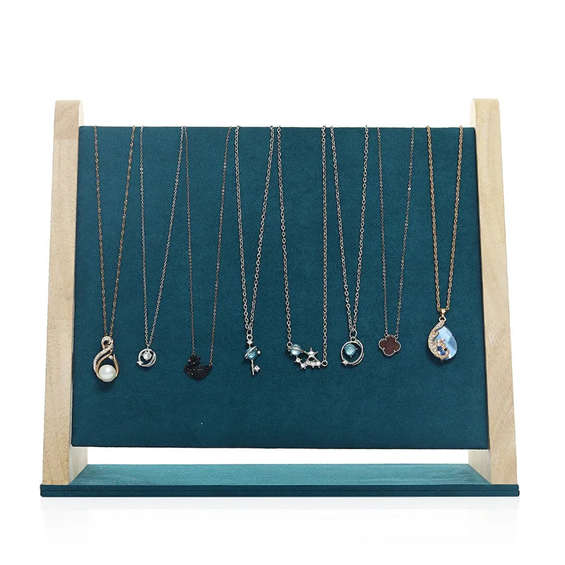 Bamboo and Wood Flannelette Necklace Rack Jewelry for Household Pendant Display Props Display