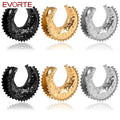 Evorte 10pcs Stainless Steel Floral Flower Pattern Saddle Hangers Plugs Ear Gauges Tunnels Women Children's Wedding Piercing