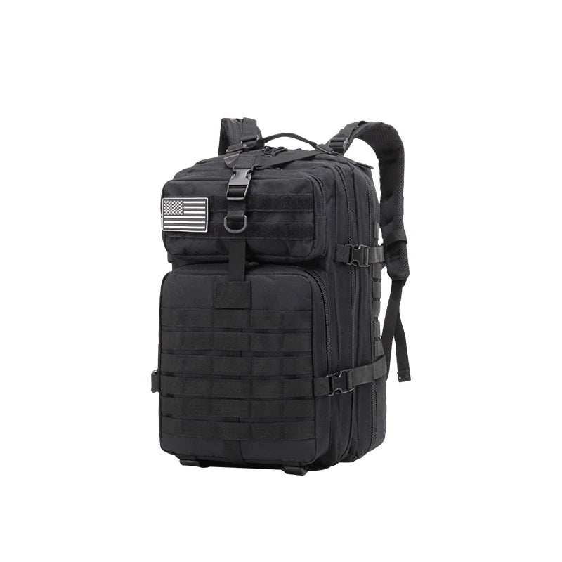Factory Sales 45 L Rucksack Black Backpack with Buckles Traveling Backpack Camping Bag Training Backpack