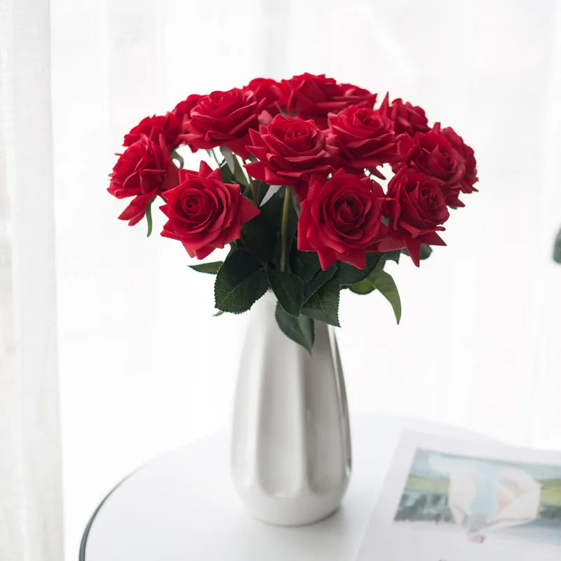 FREE SAMPLE Wedding Decoration Real Touch Latex Artificial Roses Flower Arrangement