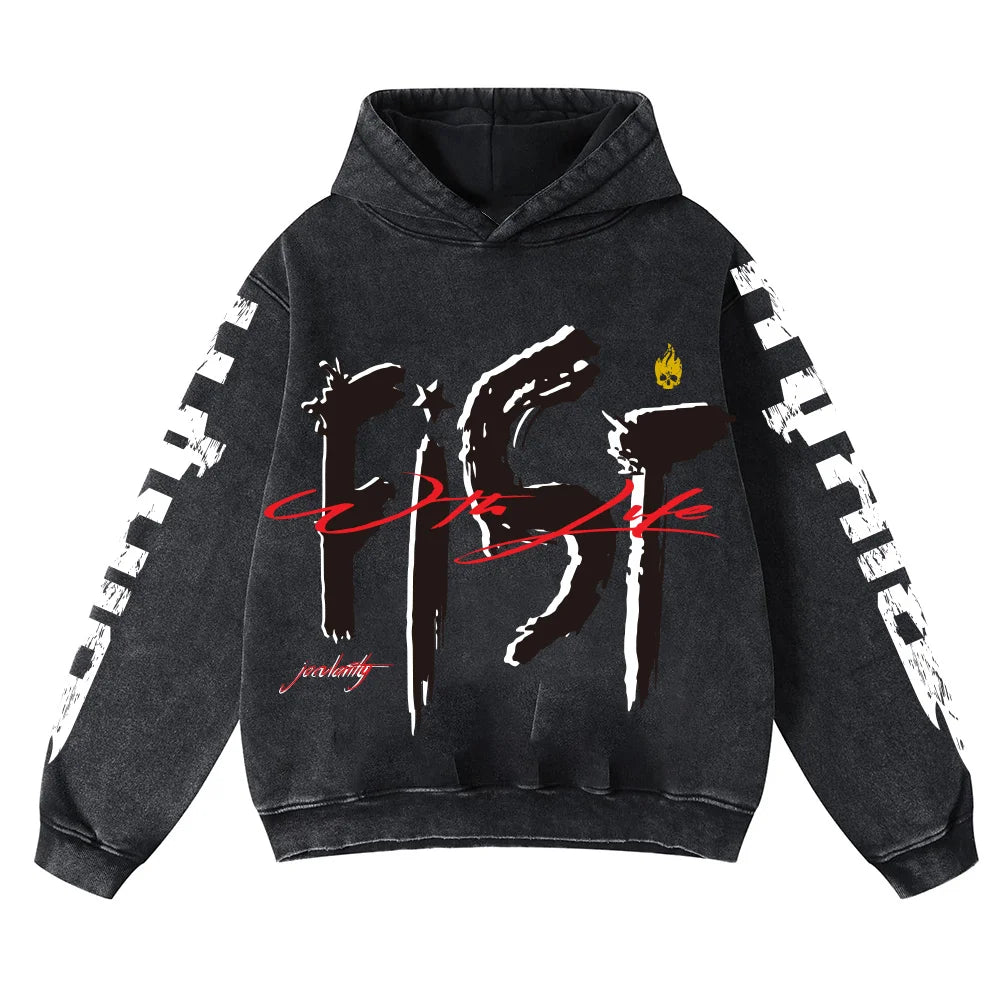 Manufacture Wholesale Custom Heavyweight Latest Winter Pullover Puff Print Unisex Acid Wash Loose Boxy Men's Hoodie & Sweatshirt