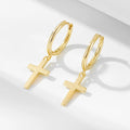 925 Silver Jewelry Gold Drop Hoop Earrings Gold Cross Earrings Dangling Cross Earrings