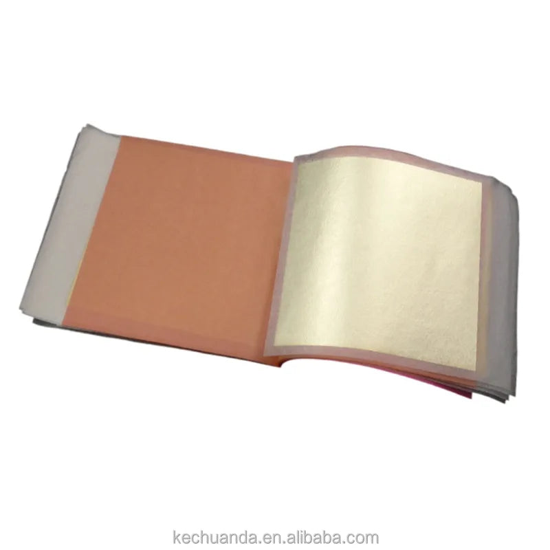 Factory Price  8 X 8 cm 12 K Contain 50% Pure Gold Transfer Booklet White Gold Leaf Foil Sheets Craft Gilding Decorative Paper