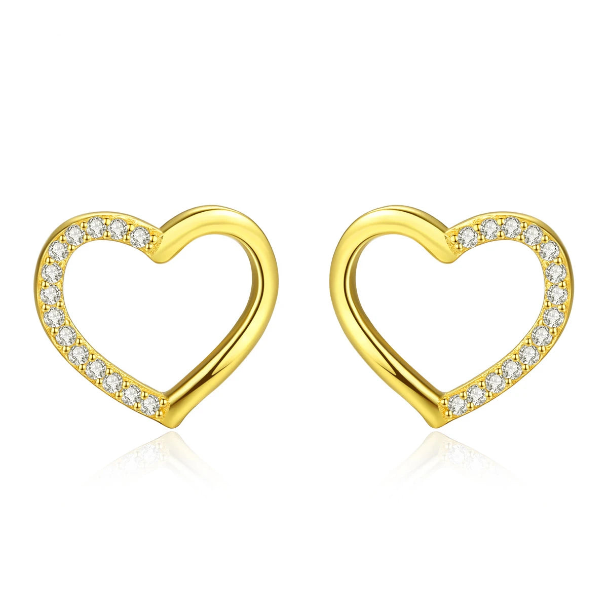 On Sale Customize Zircon Heart Hollow Earrings Sterling Silver 925 Jewelry love Heart Stud Earrings