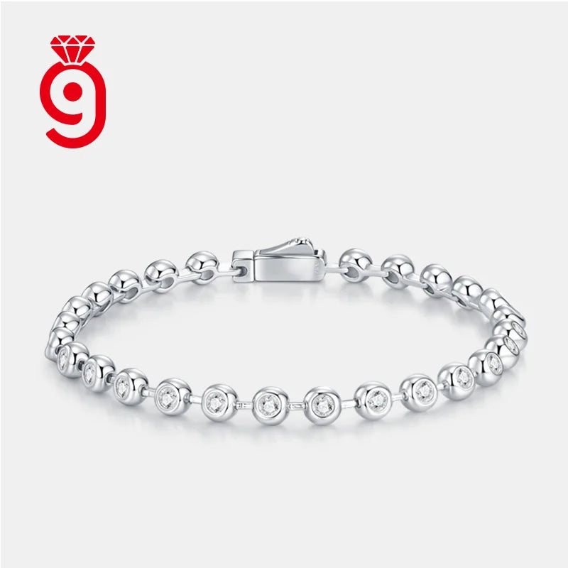 Hot Selling 925 Silver VVS Moissanite Bracelet Luxury Jewelry with Round Moissanite Stones Adjustable & Customizable Bracelet