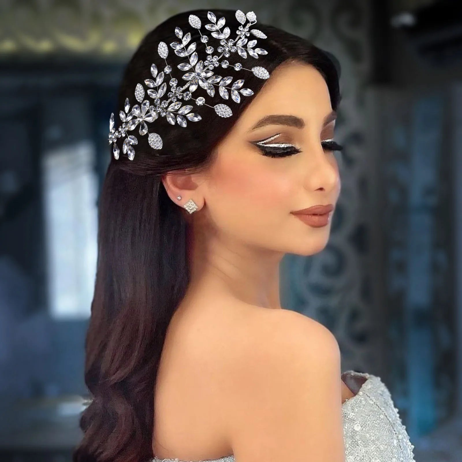Elegant Rhinestone Crystal Wedding Headband Bridal Headpiece Hair Vine for Women