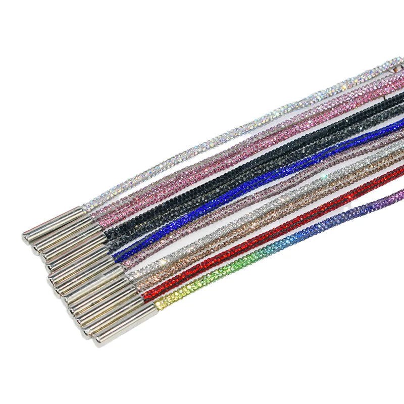 12 Colors Quality 3mm Nylon Rhinestone Shoe Laces Diamond Round 80-160cm Shiny Rope Shoelaces