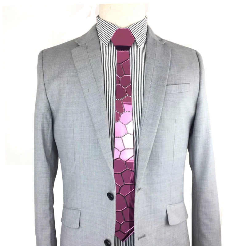 Hamocigia Factory Customization Luxury Handmade Hex Skinny Acrylic Mirror Ties