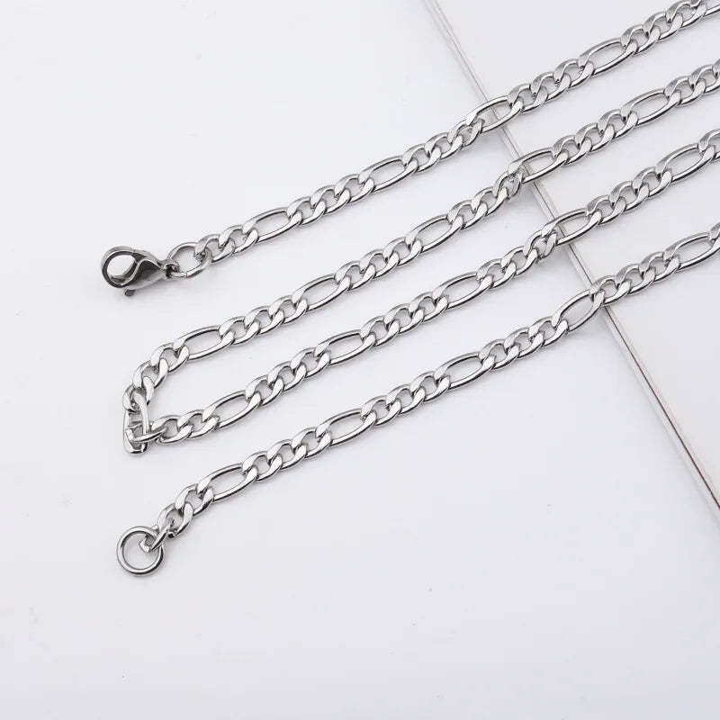 New Jewelry 18k Gold Plated Stainless Steel Chain Figaro Link Chain  Paperclip Necklace Chain for Men Women Jewelry Making