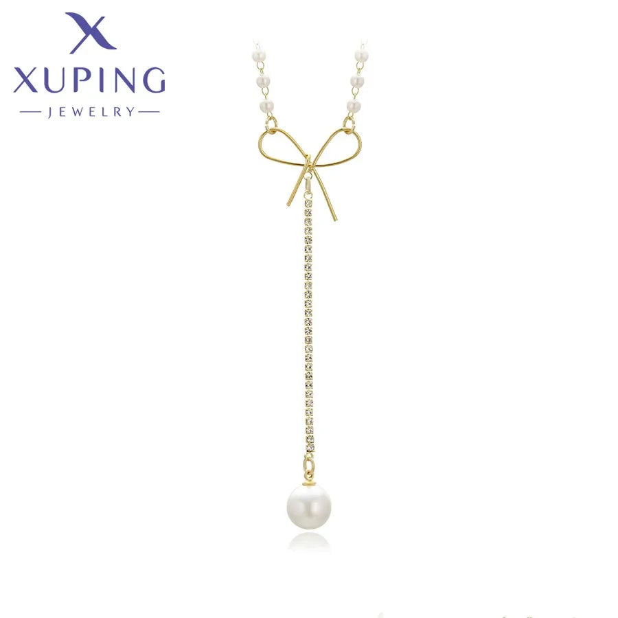 BLnecklace-01325 Xuping Jewelry Exquisite Elegant Fashion Diamond Design Holiday Gift Necklace for Women