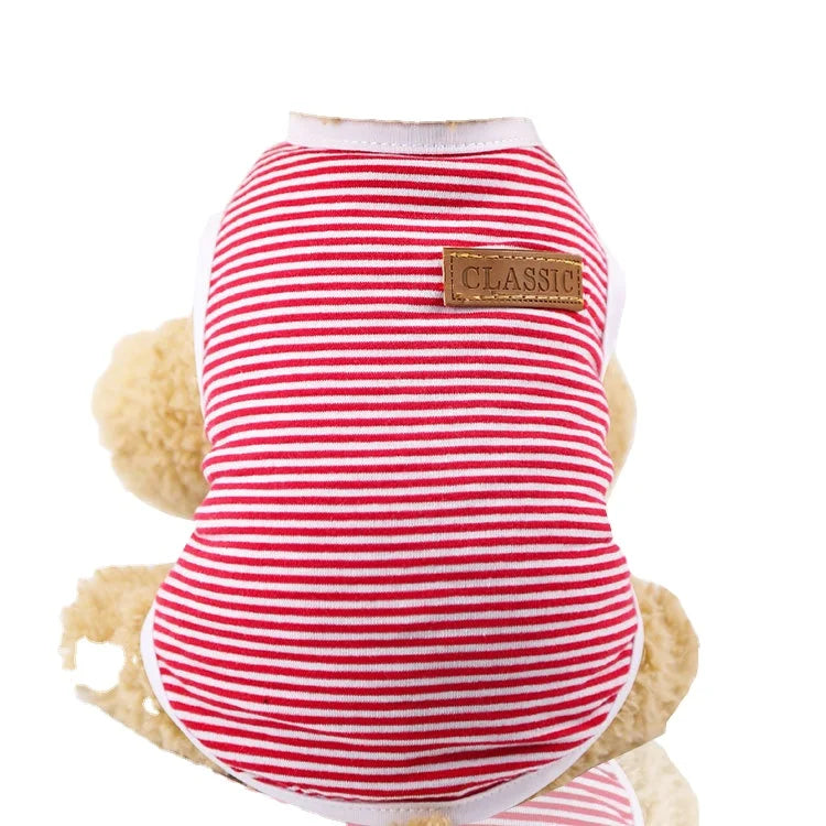 Top Quality Pet Clothes Cotton Striped Vest Small and Medium Sized Dog  Clothing  Wholesale