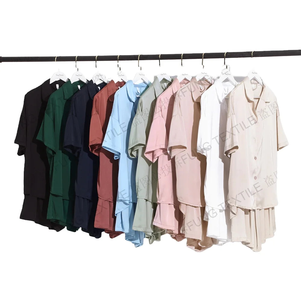 FUNG 6035 Women Oversized Solid Satin Robe Short Style Pajamas for Bridal Party Robe and Homewear