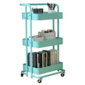 Hot-Selling Kitchen Foldable  Cart Folding Cart Rack 3-tier with Moveable Wheels