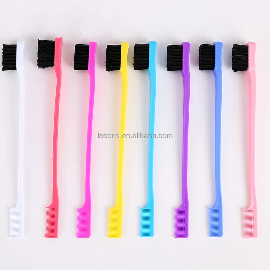 Leeons Custom Logo Hair Style Pintail Comb Brush Multi-color 3 Sided 3 in 1 Edge Brush Edge Control Hair Brushes