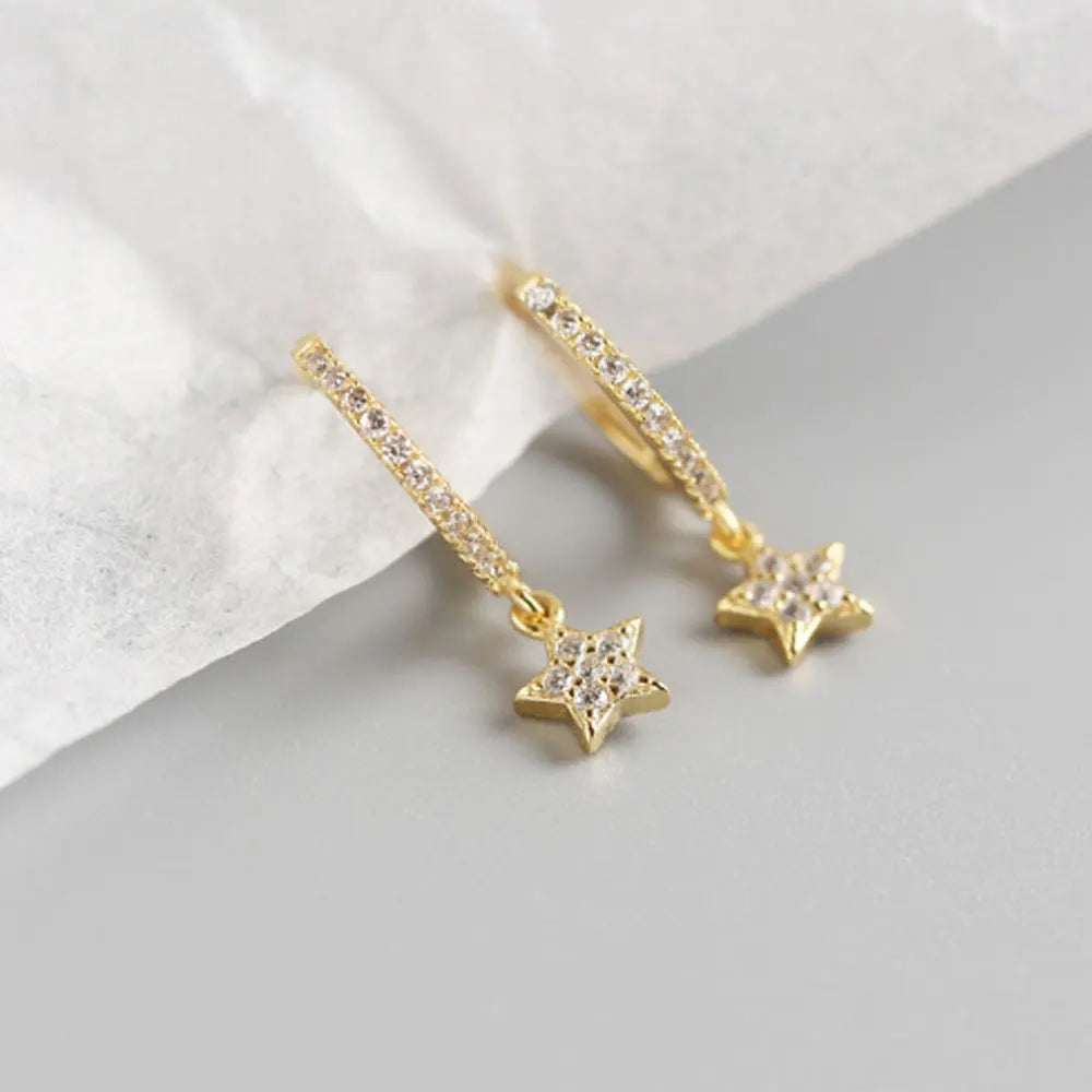 Korean Fashion Stars Earrings Gold and Silver Plated Jewelry Women