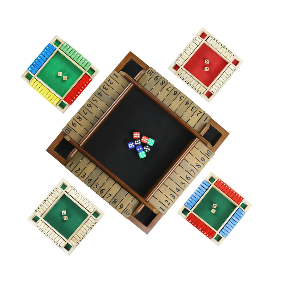 Intelligence Indoor Tabletop Games Shut the Box 4 Player Drinking Board Math Games Dice Kids Adults Family Home Pub