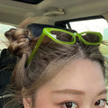 UNOC 2026 Cat Eye Sunglasses New Fashion Contrast Color Small Frame PC Personalized Sun Glasses for Women Men Green White