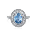 Simple Fine 925 Sterling Silver Wholesale Wedding Engagement Ring for Women With Blue Big Gemstone Lovers Jewelry Gift for Women
