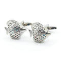 Wholesale Trendy Business Suit Wedding Tuxedo Novelty Custom Silver Fish Crystal Diamond Cufflinks Set Men Made Brass Gift