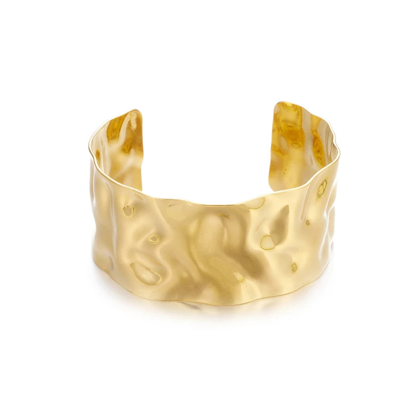 2023 New Thick Exaggerated Stainless Steel Bracelet Gold Plated Trendy Bracelet Cuff Chunky Bangles for Women
