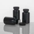 Wholesale 100ml 150ml 200ml Black PET Plastic Supplement Pill Medicine Capsules Bottles with Flip Cap