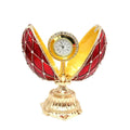 SHINNYGIFTS Royal Christmas New Year Gifts Russian Style Faberge Egg Trinket Box with Antique Plated Metal Medal Product Type