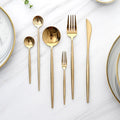 Custom Color Stainless Steel Tableware Set Thickened Portuguese Ins Style Handle High-End 4-Piece for Hotels and Parties