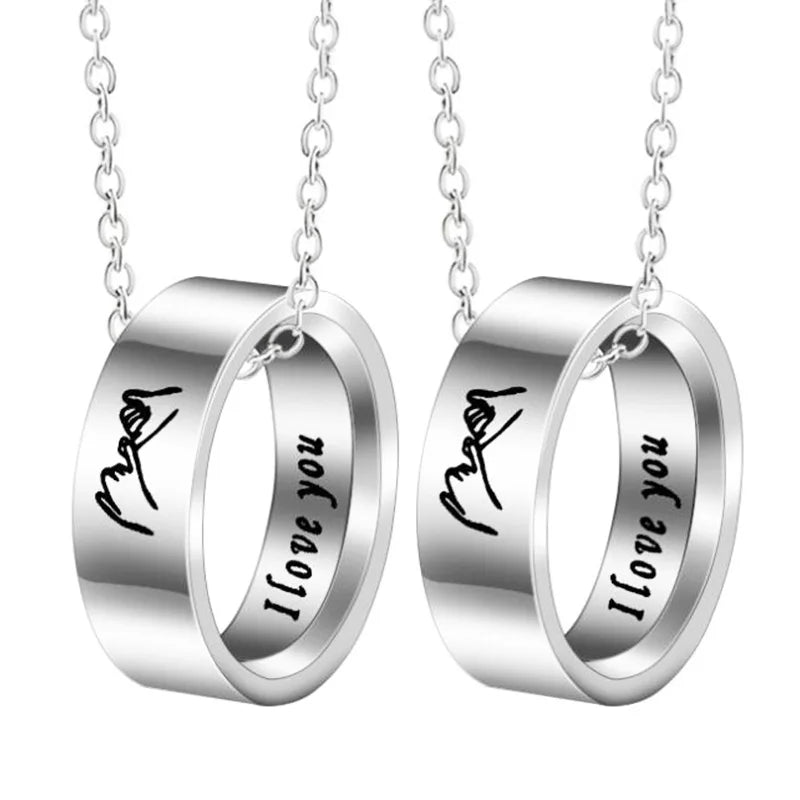 New Stainless Steel I LOVE YOU Matching Couple Pendant Necklace