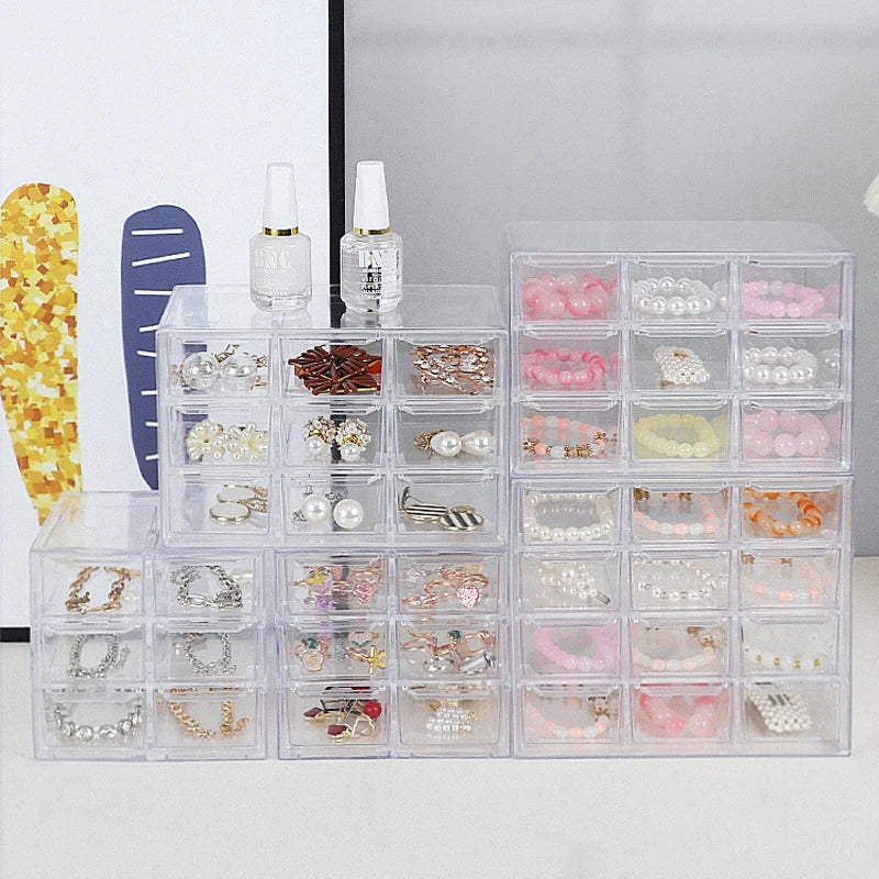 12 Drawers Deskrop Organizer Clear Acrylic Case Transparent Plastic Storage Box for Jewelry Cosmetic DIY Crafts Office Supplies