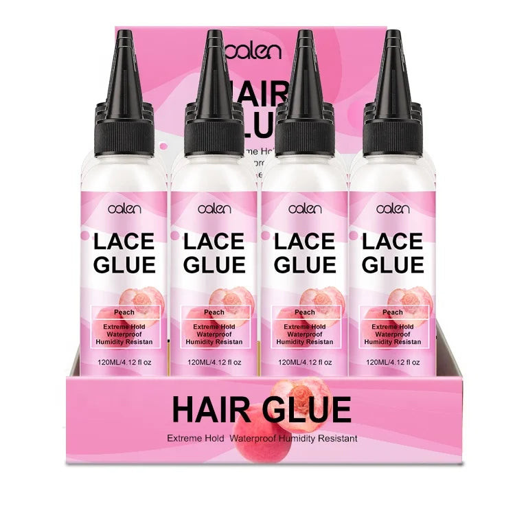 OALEN OEM Custom Waterproof Strong & Clear Hold White 120ml Juicy Peach Scented Lace Wig Glue