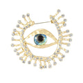 Luxury Jewelry Olive Branch Brand Rock Women Rhinestone Blue Eyes Brooches