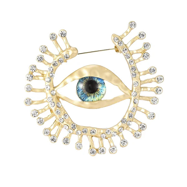 Luxury Jewelry Olive Branch Brand Rock Women Rhinestone Blue Eyes Brooches