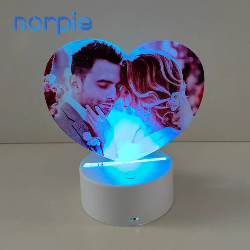 Picture Frames Sublimation LED Light 15 Colors Changing Acrylic Photo Frames Sublimation Acrylic Night Lamp