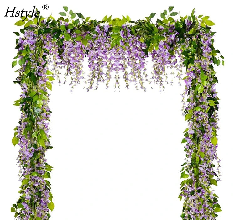 Wisteria Garland Artificial Flowers Wisteria Vine - 6.6Ft/Piece Light Purple Fake Wisteria Hanging Flower Wedding Arch FZH362