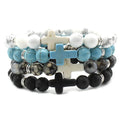 Pulsera Colgante De Cruz Turquesa Blanca Pulseras Religiosas Y Cristianas Joyas De Pulsera