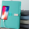 Portable Custom Business Wireless Charging 8000mAh Power Bank Loose Leaf A5 Diary Notebook With 16GB USB