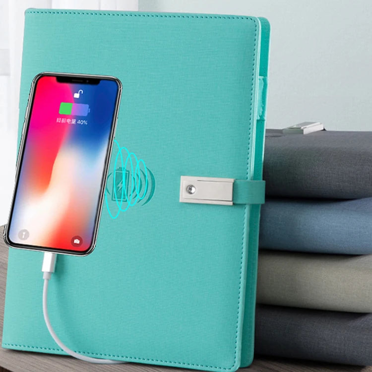 Portable Custom Business Wireless Charging 8000mAh Power Bank Loose Leaf A5 Diary Notebook With 16GB USB